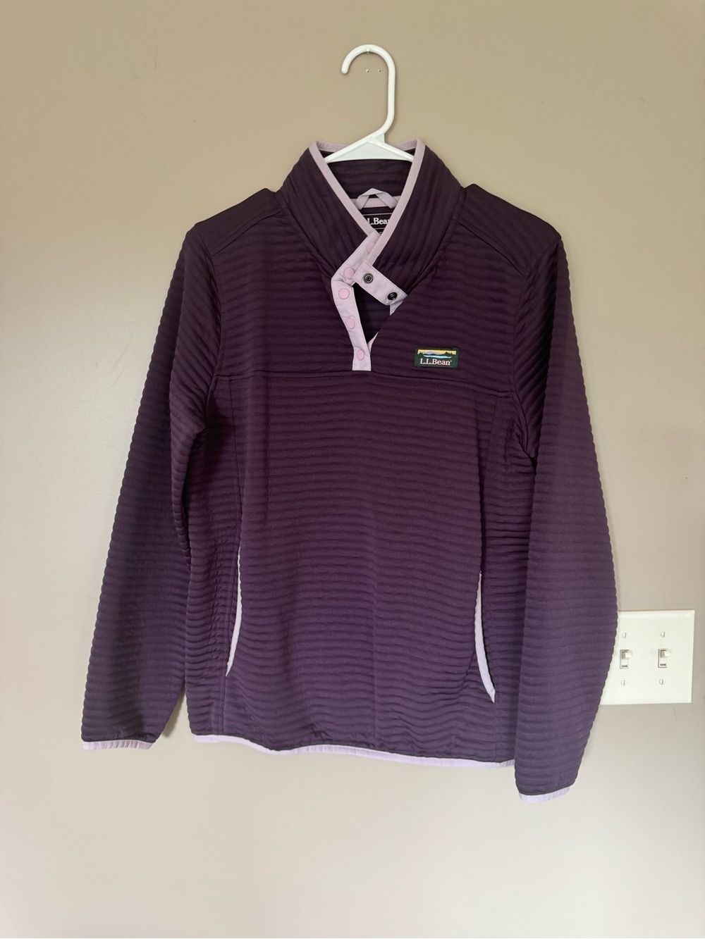 L.L. Bean Women's Plum Snap-Trim Quilted Turtleneck Pullover